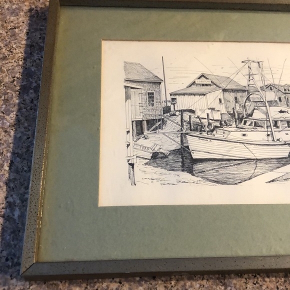 Goff Prints Framed and Matted Boat, Lobster Waterfront Scene - Picture 5 of 11